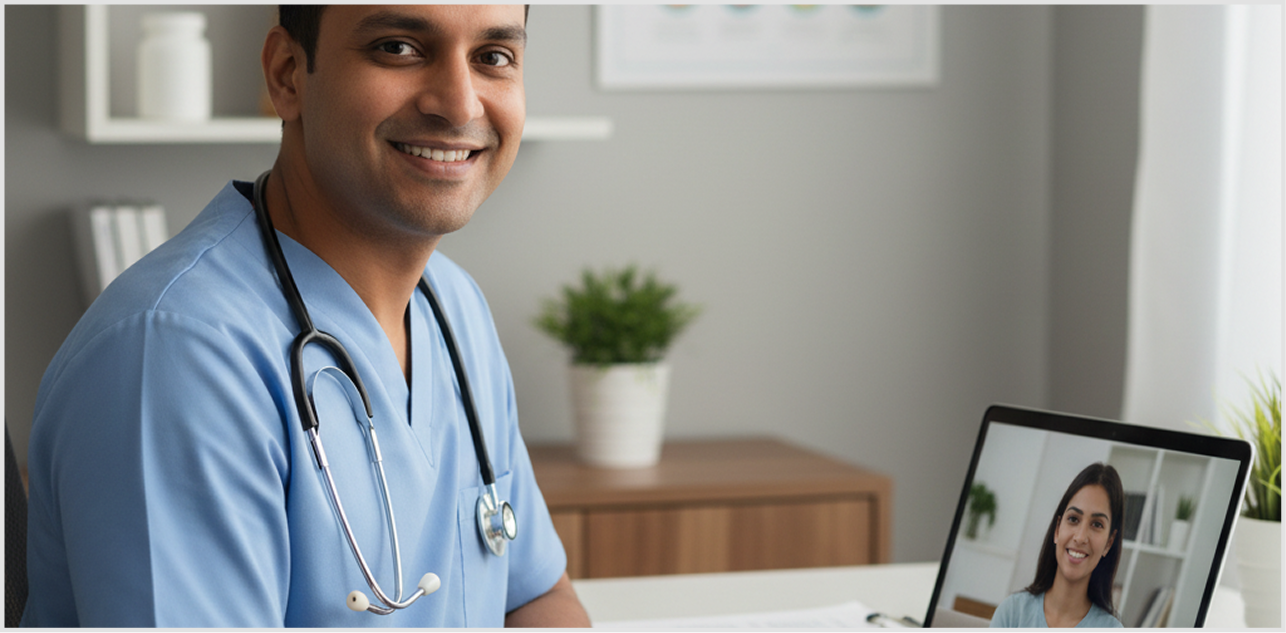 Doctor smiling in a clinic