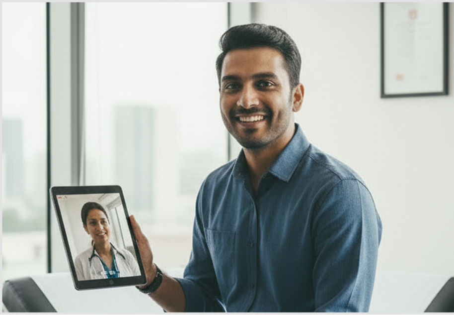 Patient speaking to a doctor on a video call